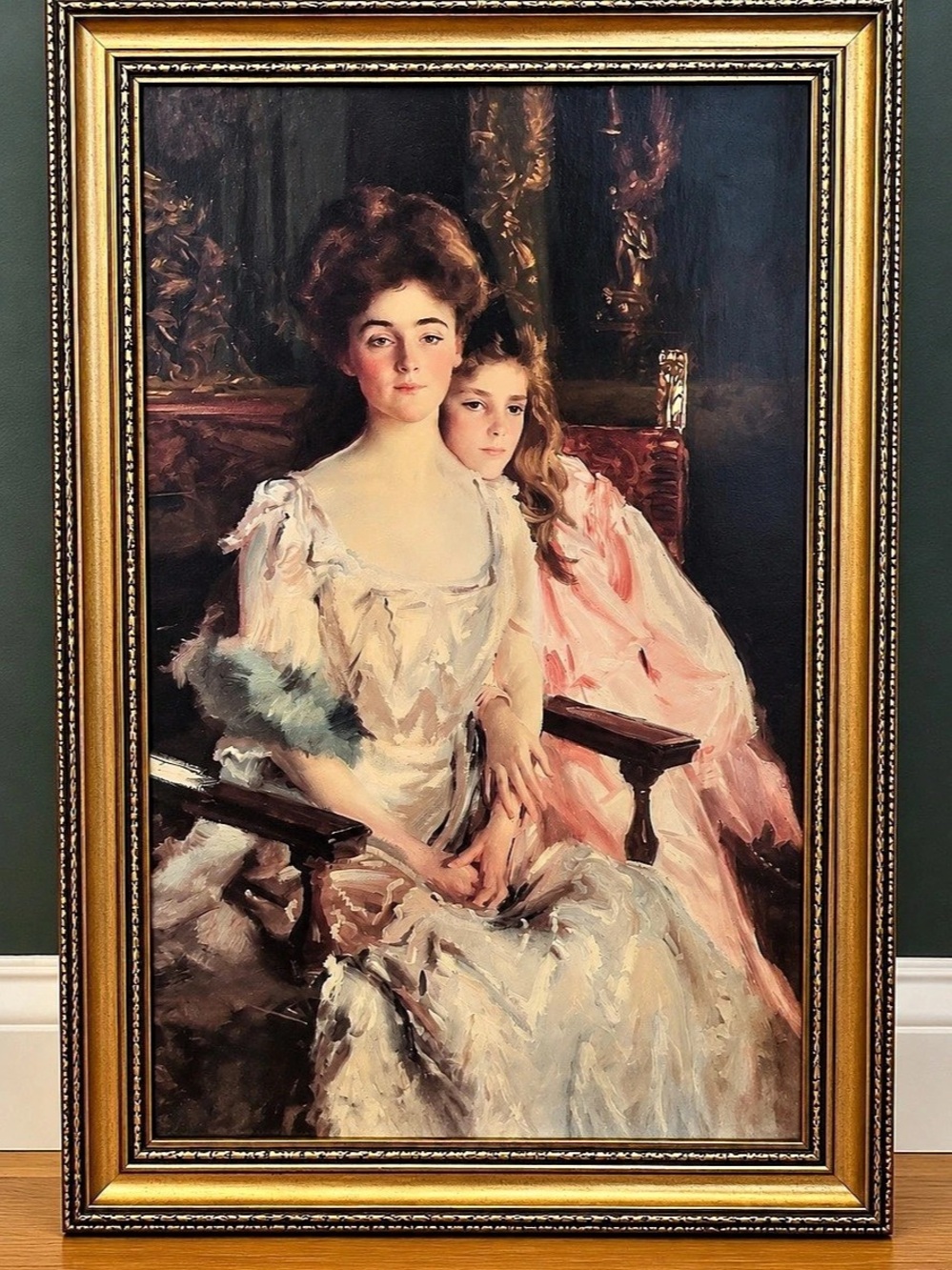 Vintage John Singer Sargent Mrs. Fiske Warren & Her Daughter Rachel Framed Art